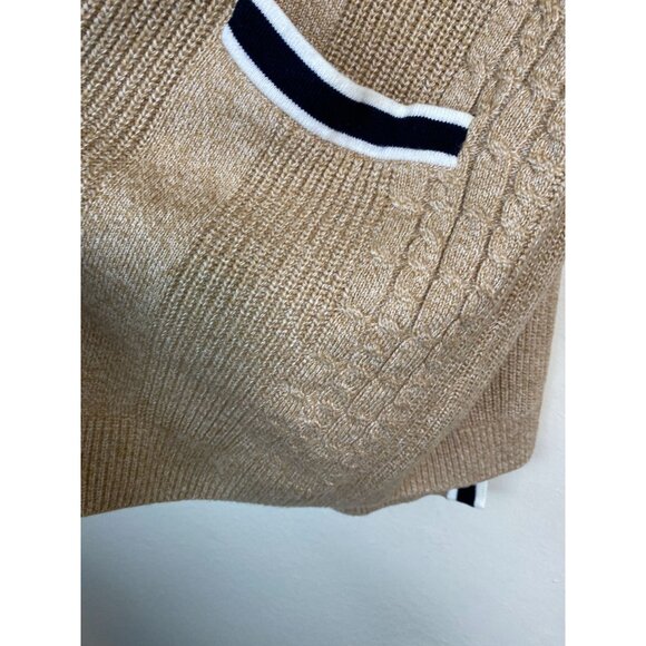 Talbots Womens‎ Cardigan Sweater size Large Brown cable Knit Preppy Nautical - Picture 11 of 16